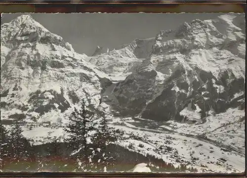 kk10140 Grindelwald Panorama mit Finsteraarhorn Berner Oberland Kategorie. Grindelwald Alte Ansichtskarten