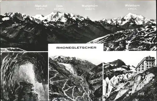 kk06751 Rhonegletscher Glacier du Rhone Matterhorn Weisshorn Dom Kategorie. Rhone Alte Ansichtskarten