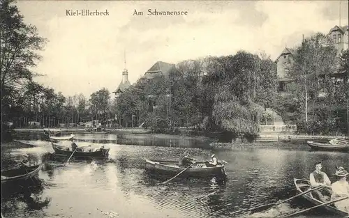 Kiel Ellerbeck Am Schwanensee Ruderboote Kat. Kiel