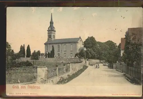 Niederau Meissen Partie an der Kirche Friedhof Kat. Niederau Meissen