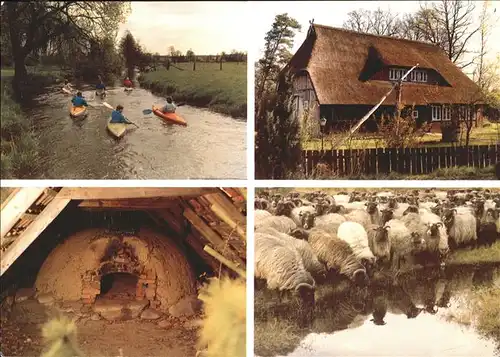 Oldendorf Nordheide Paddler auf oertze Bauernmuseum Alter Backofen Heidschnucken Kat. Appel