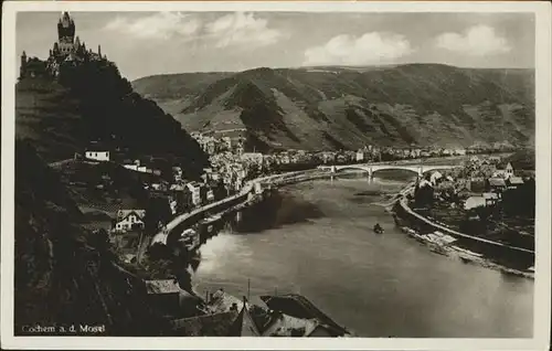 Cochem Mosel Panorama Mosel Bruecke Burg Kat. Cochem