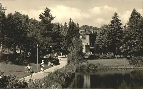 Bad Brambach Kurpark mit Vogtland Haus Teich Kat. Bad Brambach