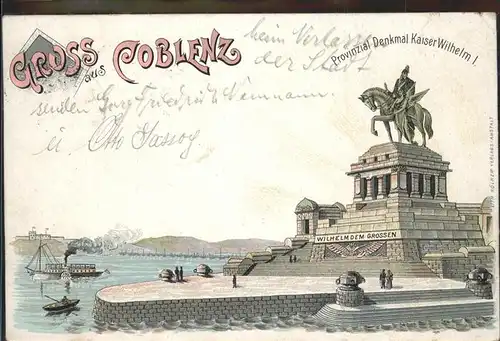 Koblenz Coblenz Provinzial Denkmal Kaiser Wilhelm I. Kat. Koblenz