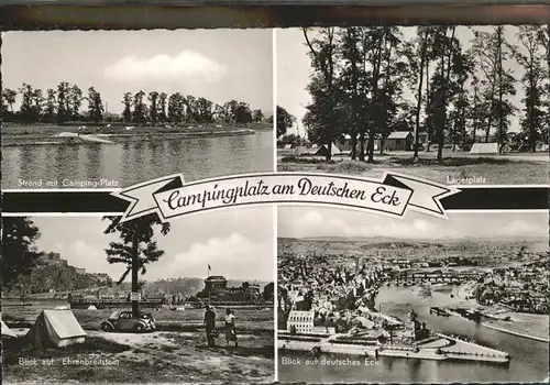 Koblenz Coblenz Campingplatz am Deutschen Eck Denkmal Kaiser Wilhelm Festung Ehrenbreitstein Kat. Koblenz