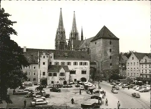 Regensburg Kornmarkt im Schnee Autos Kat. Regensburg