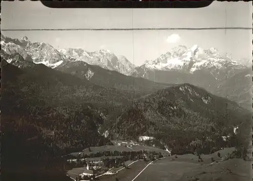 Elmau Panorama Fliegeraufnahme Kat. Kruen