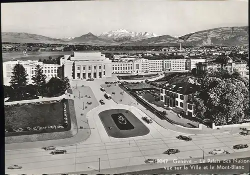 Geneve GE Le Palais des Nations vue sur la Ville et le Mont Blanc Kat. Geneve