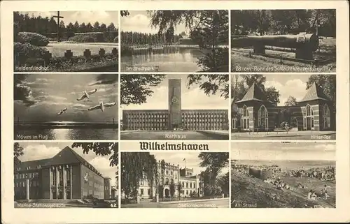 Wilhelmshaven Strand Schlachtkreuzer Seydlitz Heldenfriedhof Rathaus Marine Kat. Wilhelmshaven