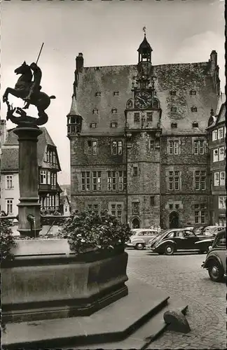 Marburg Lahn Rathaus Brunnen Kat. Marburg