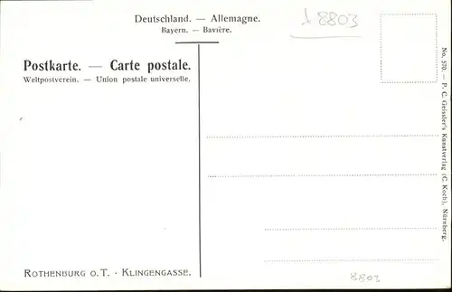 Rothenburg Tauber Klingengasse Kuenstler K. Mutter