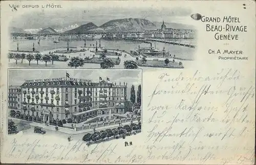 wx55280 Genf GE Grand Hotel Beau-Rivage Kategorie. Genf Alte Ansichtskarten