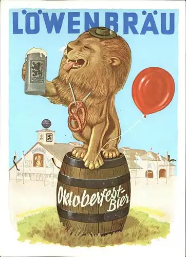 Oktoberfest Loewenbraeu Bier Brezel Luftballon Kat. Feiern und Feste