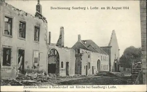 Bruderdorf Beschiessung Kirche Zerstoerte Haeuser bei Saarburg x