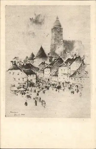 Zagreb Stari Zagreb trg Hauptplatz Harmica Altstadt um 1880 Kuenstlerkarte Kat. Zagreb