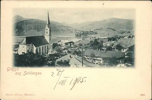 Schliersee Panorama mit Kirche Kat. Schliersee