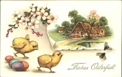 Ostern Easter Paques Kueken Bienen Ostereier / Greetings /