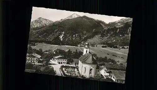 Schleching Dorfpartie Kirche Breitenstein Geigelstein Chiemgauer Alpen Kat. Schleching