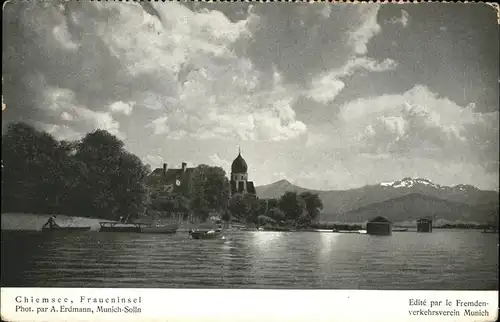 Fraueninsel Chiemsee mit Kloster Frauenwoerth Chiemgauer Alpen Fremdenverkehrsverein Kat. Chiemsee