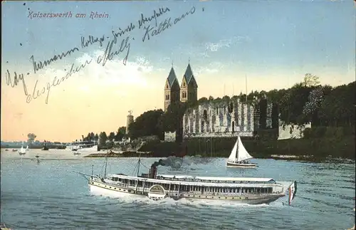 Kaiserswerth Ruine Kirche Rhein Schiff Kat. Duesseldorf