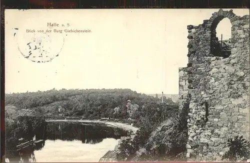 Halle Saale Blick von Burg Giebichenstein Kat. Halle