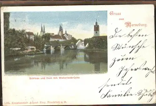 Merseburg Saale Schloss mit Dom Waterloobruecke Kat. Merseburg