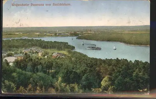 Woltersdorf Erkner Panorama vom Aussichtsturm Dampfer Kat. Woltersdorf Erkner