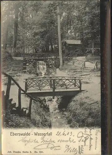 Eberswalde Partie am Wasserfall Bruecke Restaurant Kat. Eberswalde