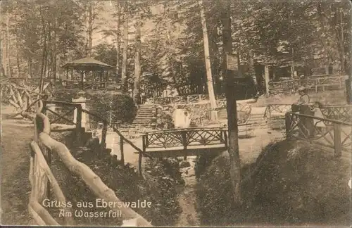 Eberswalde Partie am Wasserfall Bruecke Restaurant Pavillon Wildpark Kat. Eberswalde