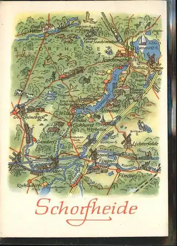 Schorfheide und Umgebung uebersichtskarte Kat. Schorfheide