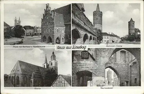 Jueterbog Marktplatz Rathaus Nicolaikirche Dammtor Turm Neumarkt Tor Kat. Jueterbog