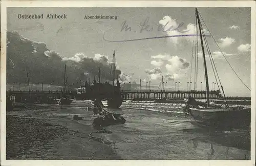 Ahlbeck Ostseebad Insel Usedom Seebruecke mit Segelbooten Kat. Heringsdorf Insel Usedom