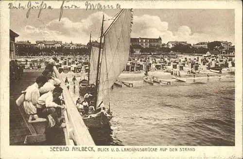 Ahlbeck Ostseebad Insel Usedom Strandpromenade u.Strandleben Kat. Heringsdorf Insel Usedom