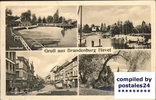 Brandenburg Havel Strandbad Bootshaus Hauptstrasse HO Kaufhaus Dom Kat. Brandenburg