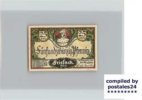 Friesack Gutschein 25 Pfennig Denkmal Wappen Kurfuerst Friedrich Kat. Friesack