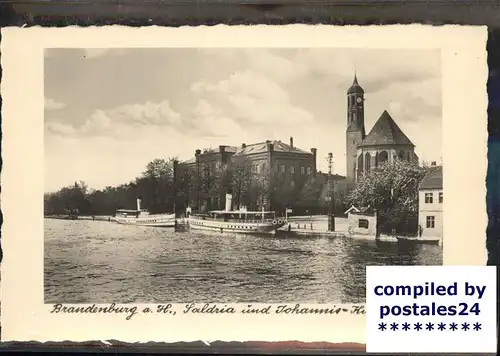 Brandenburg Havel Partie an der Havel Boot Saldria Schule Johanniskirche Kat. Brandenburg