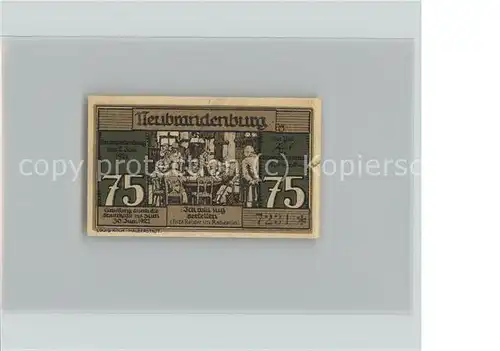 Neubrandenburg Gutschein 75 Pfennig Kat. Neubrandenburg