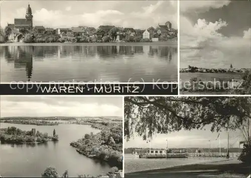 Waren Mueritz Panorama Kirche Schiffsanlegestelle Kat. Waren Mueritz