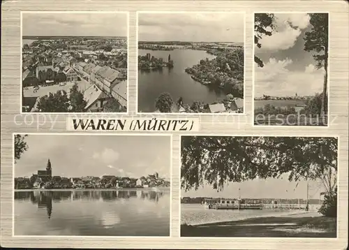 Waren Mueritz Panorama Altstadt Kirche Schiffsanleger Kat. Waren Mueritz