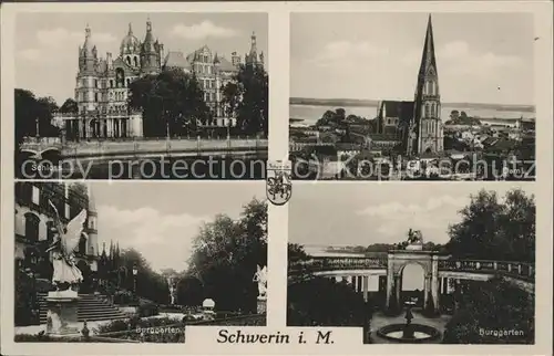 Schwerin Grossherzogliches Schloss Dom Burggarten Skulptur Wappen Kat. Schwerin