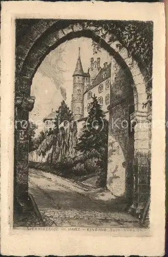Wernigerode Harz Eingang zum Schloss Kat. Wernigerode