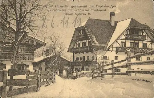 Fischhausen Schliersee Hotel Finsterlin Cafe am See Winter Kat. Schliersee