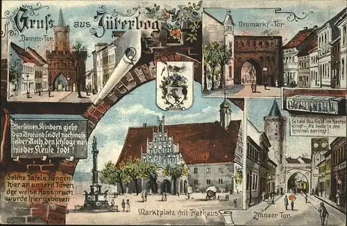 Jueterbog Neumarkt Tor u.Marktplatz mit Rathaus Kat. Jueterbog