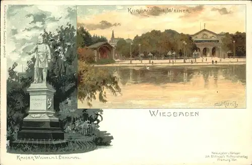 Muench C. Wiesbaden Kaiser Wilhelm I. Denkmal  Kat. Kuenstlerkarte