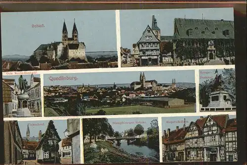 Quedlinburg Panorama Schloss Kriegerdenkmal Klopstockhaus Kat. Quedlinburg