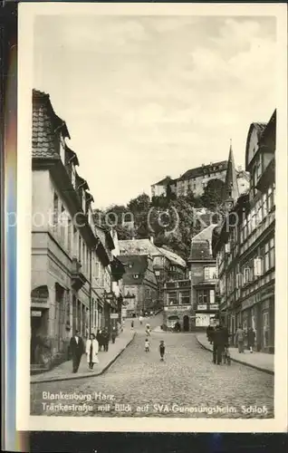 Blankenburg Harz Traenkestrasse mit Blick auf SVA Genesungsheim (Schloss) Kat. Blankenburg