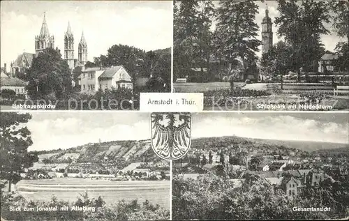 Arnstadt Ilm Panorama Liebfrauenkirche Schlosspark mit Neideckturm  / Arnstadt /Ilm-Kreis LKR