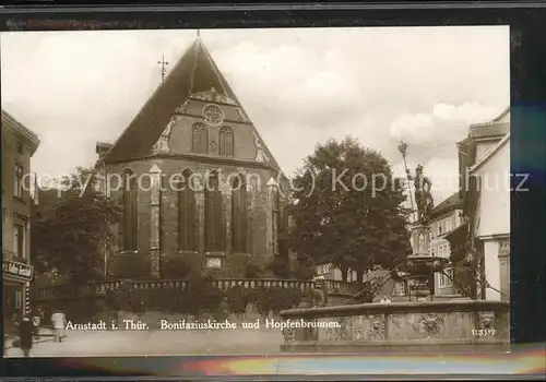 Arnstadt Ilm Bonifaziuskirche und Hopfenbrunnen / Arnstadt /Ilm-Kreis LKR