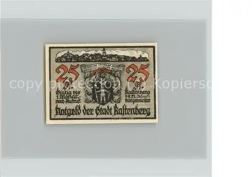 Rastenberg 25 Pfennig Gutschein Kat. Rastenberg