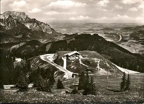 Berchtesgaden Rossfeld Huette mit Untersberg Blick nach Salzburg Kat. Berchtesgaden